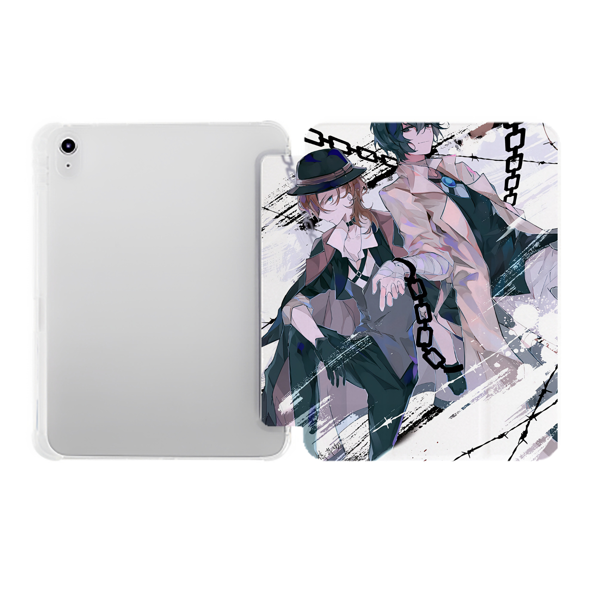 （画像用） 文豪ストレイドッグス Bungo Stray Dogs IPad ケース ペン収納付き 三つ折りスタンド PUレザー×シリコン 対応機種9.5/10.5/10.9インチ